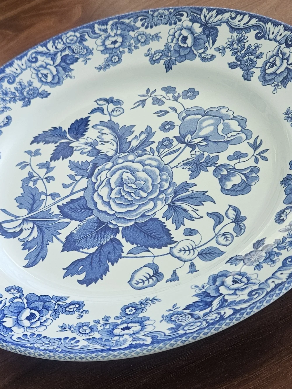 Spode Blue and White Floral Oval Serving Platter